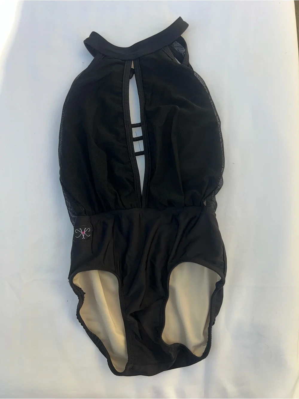 Girls Black Halter Dance Leotard with Strappy Back - Kandi Kouture